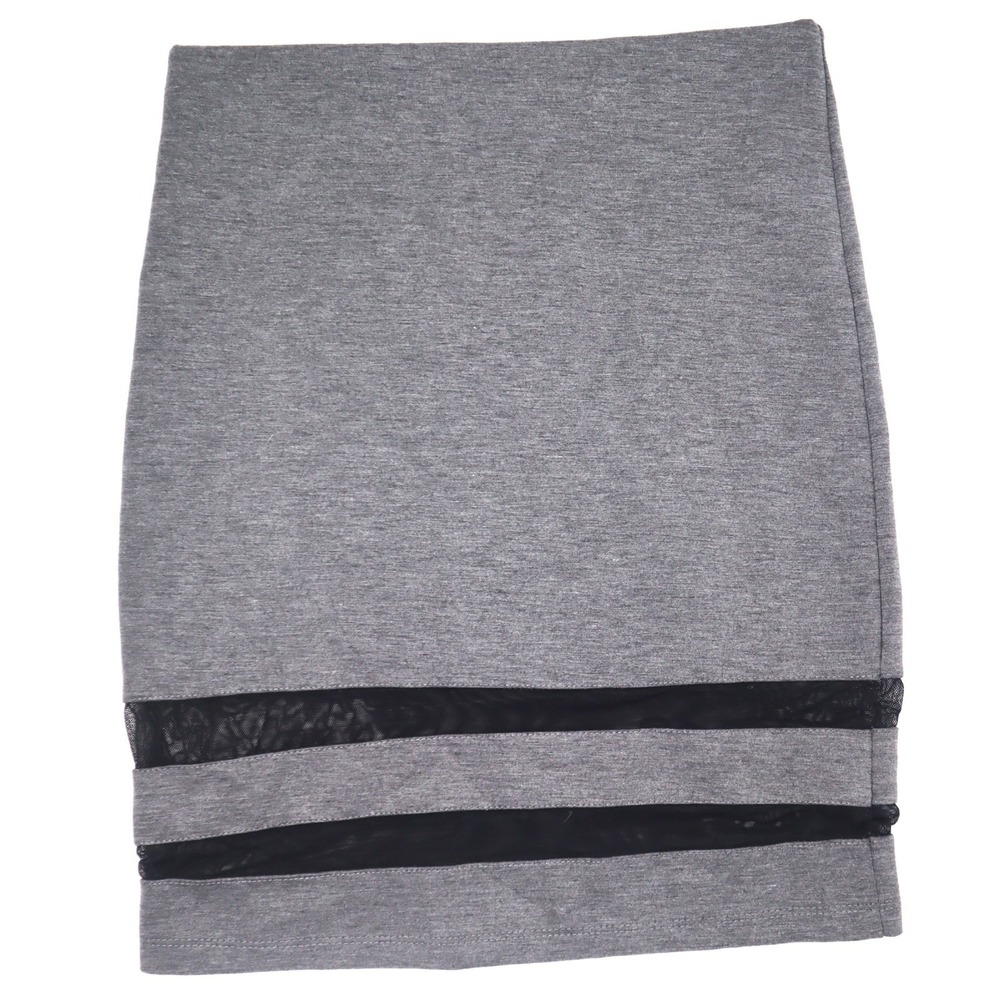 Gray Mesh Panel Skirt Small H&M Divided Women Bodycon Mini Skirt Office Stretch